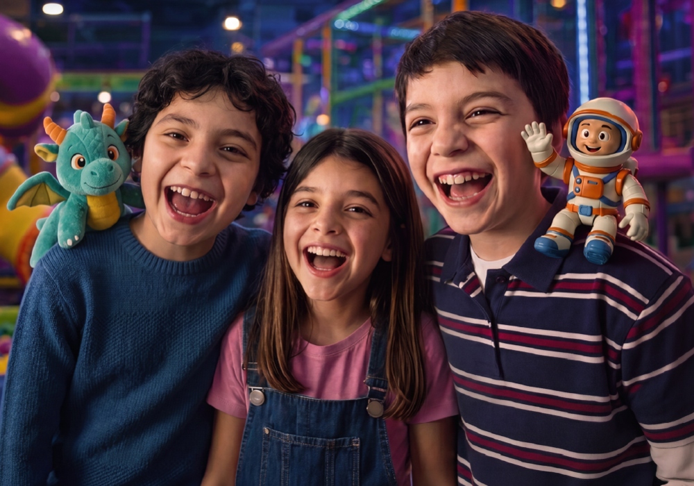 Tres niños sonriendo
