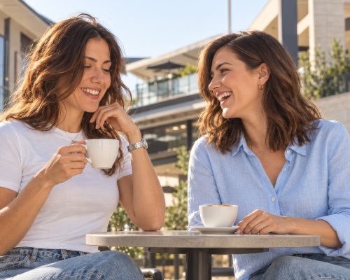 Amigas tomando café