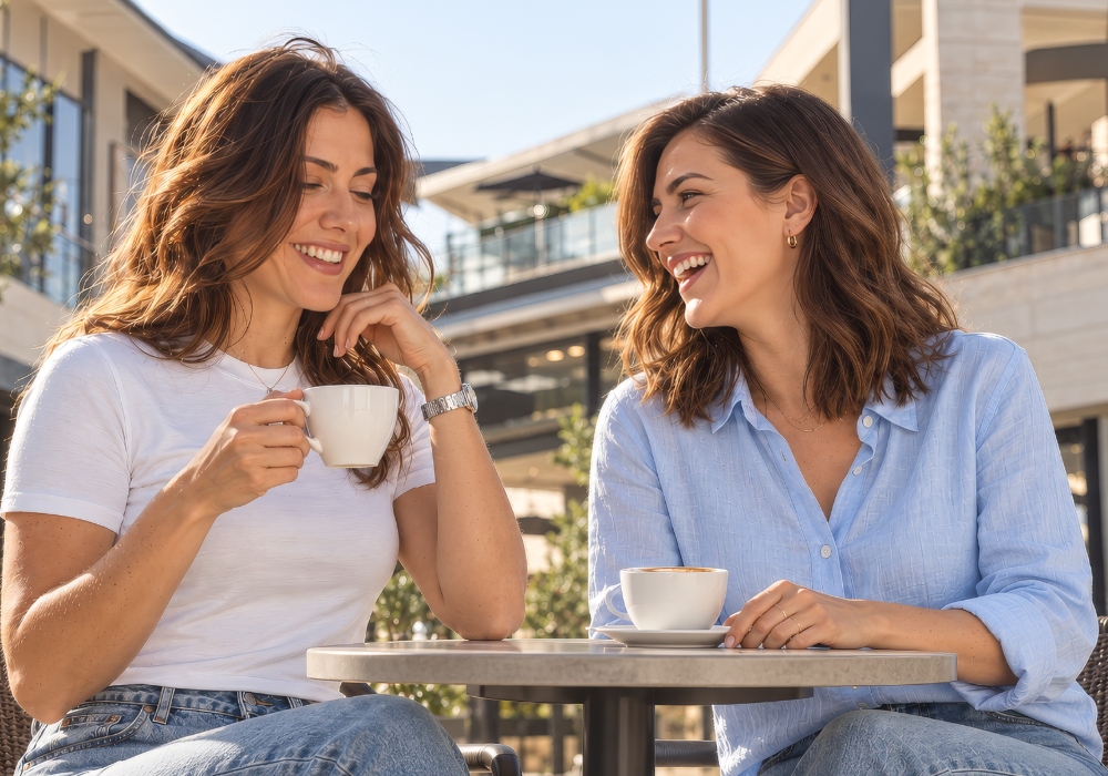 Amigas tomando café