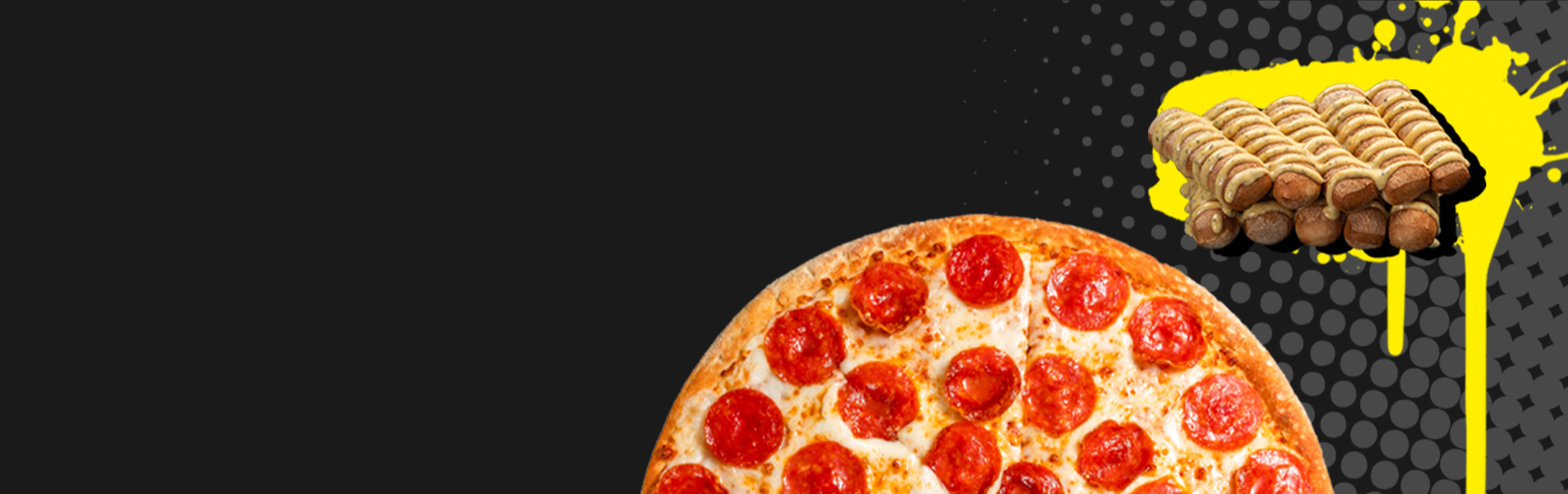 Pizza y palitos de ajo