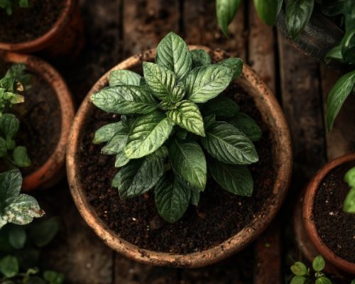 Macetero con plantas