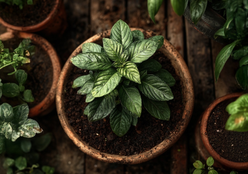 Macetero con plantas