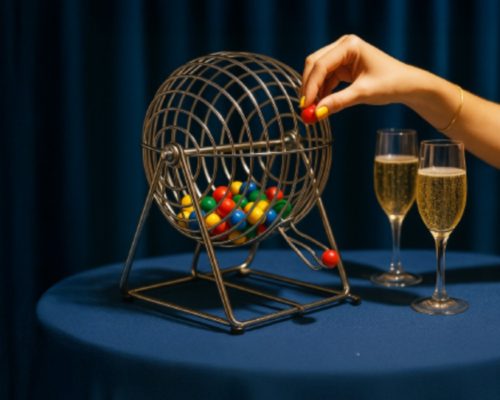 Persona sacando una bolita de bingo