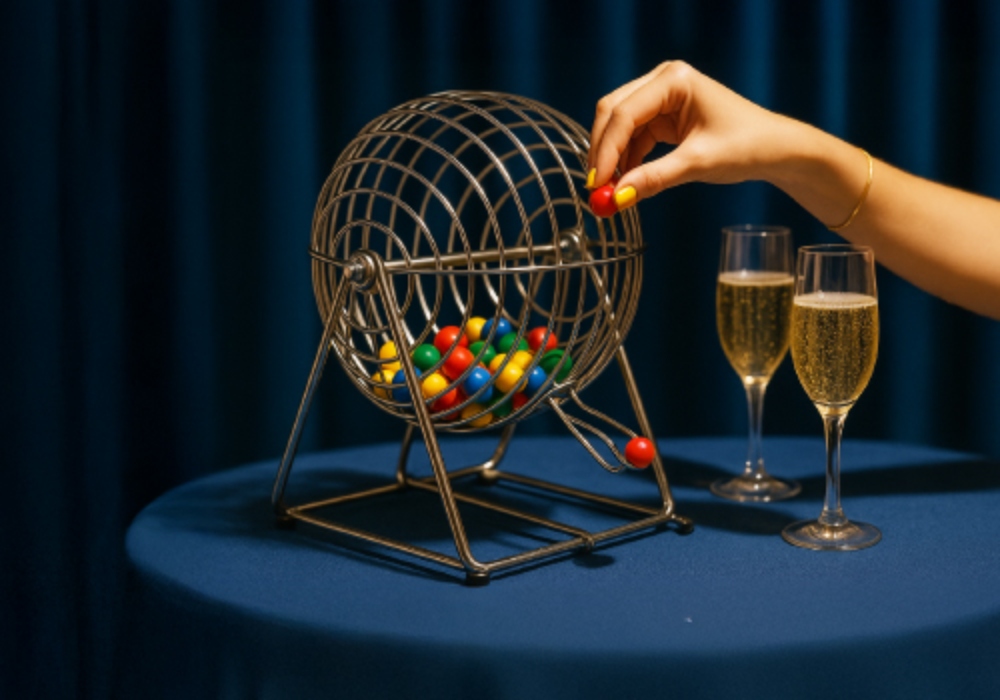 Persona sacando una bolita de bingo