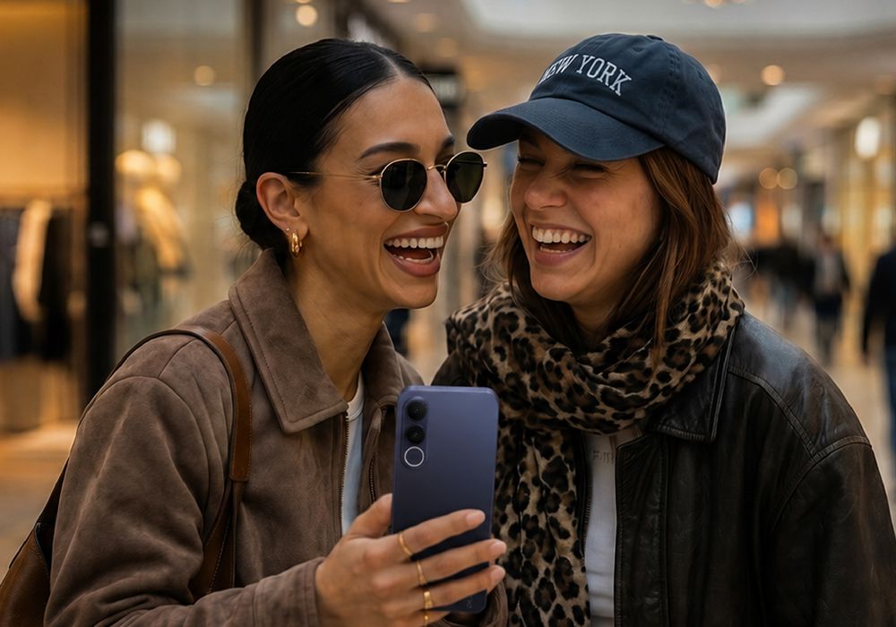 Dos amigas riendo